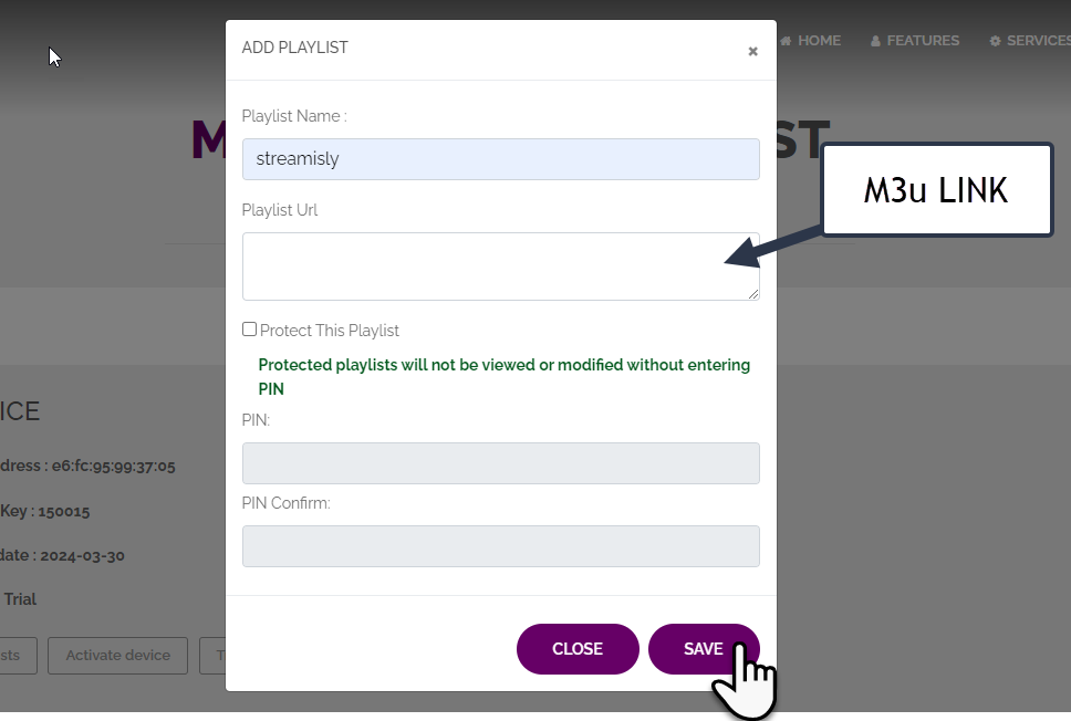 guida-installazione-iptv 7 Inserimento del link M3U nel portale Vu Player Pro