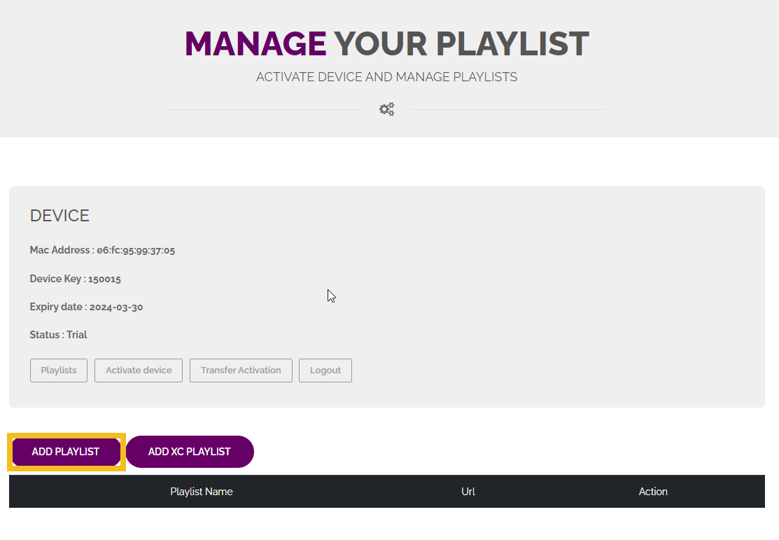 guida-installazione-iptv 6 Pulsante Add Playlist nel portale Vu Player Pro